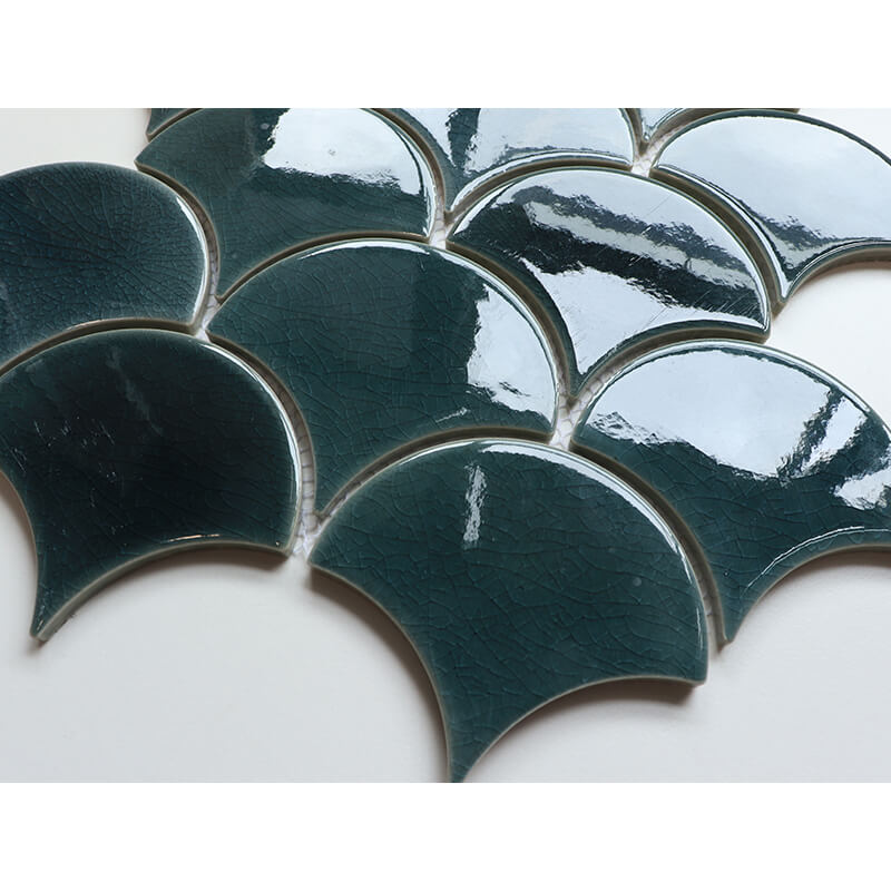 Mosaico de mármore azul preto e branco Mosaico de piso de mosaico irregular Mosaico de porcelana verde-verde